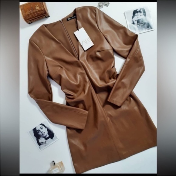 ZARA faux leather dress long sleeves 7901/338 - Picture 3 of 12